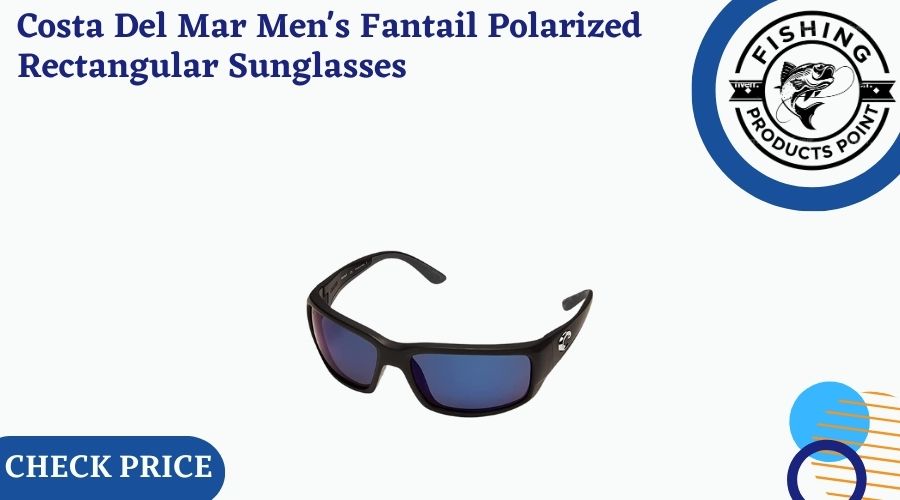 Costa Del Mar Men's Fantail Polarized Rectangular Sunglasses